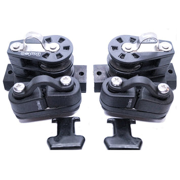 24mm I Section Track End Fitting with Double Sheave and Cleat 3:1 (Pair)