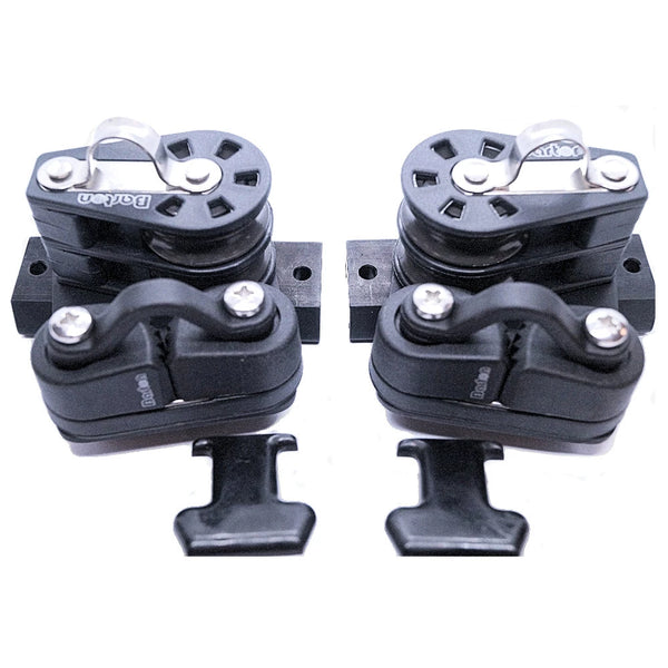 24mm I Section Track End Fitting with Double Sheave and Cleat 3:1 (Pair)