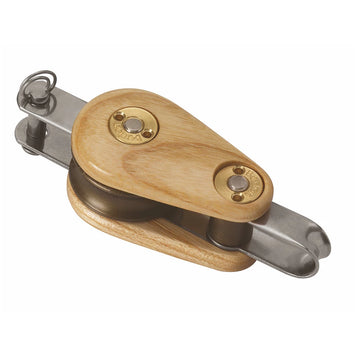 Wooden Block 64mm Single Fixed Eye & Becket