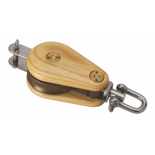 Wooden Block 30mm Single Swivel & Becket