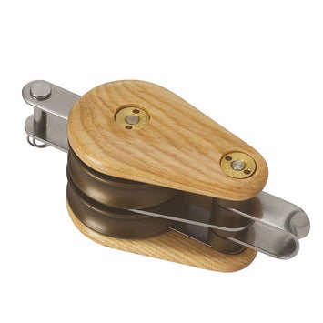 Wooden Block 45mm Double Fixed Eye & Becket