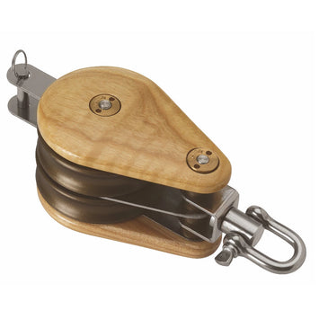 Wooden Block 64mm Double Swivel & Becket