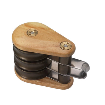 Wooden Block 45mm Triple Fixed Eye