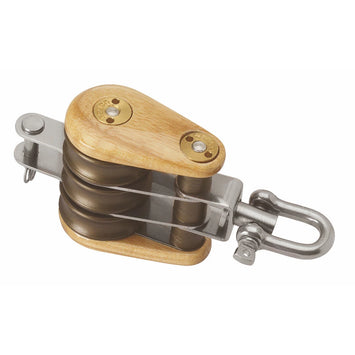 Wooden Block 30mm Triple Swivel & Becket