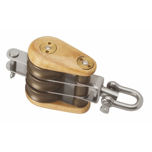 Wooden Block 30mm Triple Swivel & Becket