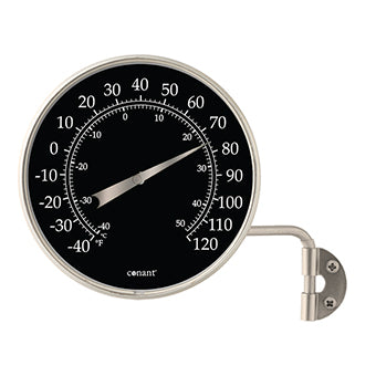 Weems & Plath Conant 4インチ文字盤温度計／Satin Nickel（サテンニッケル）・高コントラスト黒色 T6 BLKSN
