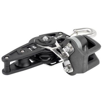 40mmダイナミックフィドルブロック/ベケット（フックとA.77クリート付き） (40MM DYNAMIC FIDDLE BLOCK/BECKET WITH HOOK AND A..77 CLEAT)