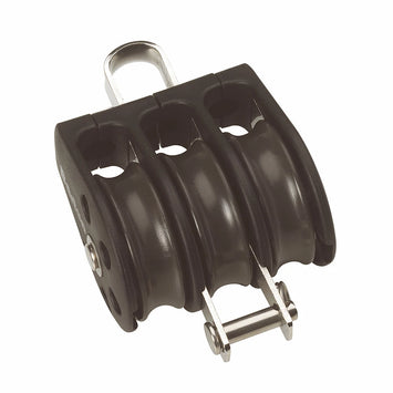 Size 1 30mm Plain Bearing Pulley Block Triple Fixed Eye & Becket