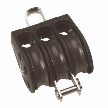 Size 2 35mm Plain Bearing Pulley Block Triple Fixed Eye & Becket