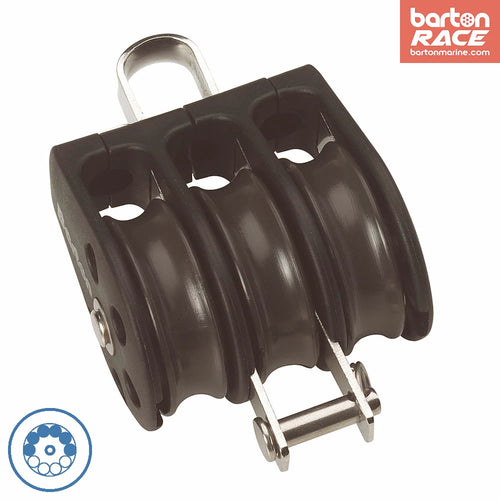 Size 2 35mm Ball Bearing Pulley Block Triple Fixed Eye & Becket