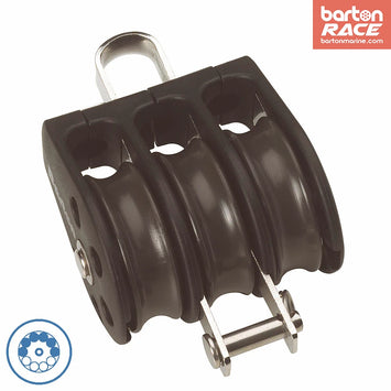 Size 3 45mm Ball Bearing Pulley Block Triple Fixed Eye & Becket