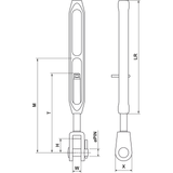 青銅ボディ・ターンバックル 1/4インチ 片側端末なし／フォーク