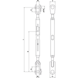 StBターンバックル 3/8インチ フォーク／トグル・ピン径9.5 mm