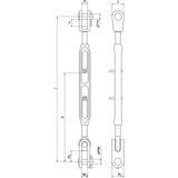青銅ボディ・ターンバックル 7/8インチ フォーク／トグル・ピン径22 mm