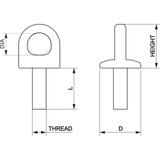 ステンレス製アイボルト M10×112 mm ナット・ワッシャー付 メーカー参考図・取付例