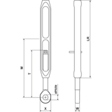青銅ボディ・ターンバックル 5/8インチ 片側端末なし／アイ・穴径16.5 mm