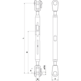 StBターンバックル 3/4インチ フォーク／フォーク・ピン径15.7 mm