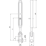 青銅ボディ・ターンバックル 1 1/4インチ 片側端末なし／トグル・ピン径29 mm