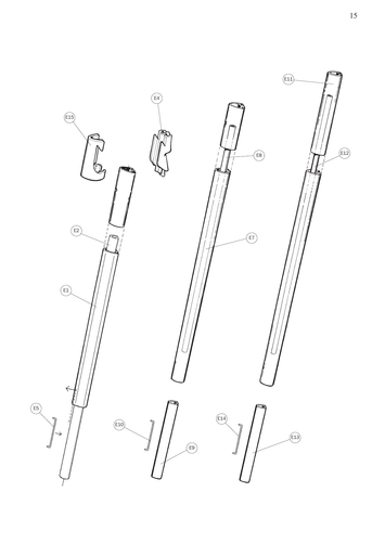 Seldén公式部品図595-103-E 15頁：539-314-05は右側E11〜E14のみ。左・中央の部品は含まれません