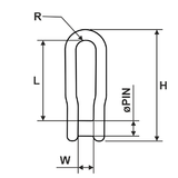 Seldén セールスライダー用シャックル寸法図 L・H・Pin・R・W