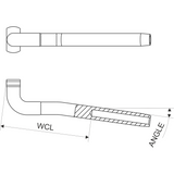 Seldén Tターミナル公式寸法図。WCLとANGLEの測定位置。寸法値は品番別仕様表を参照。