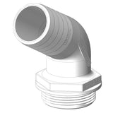タンク用ホース継手 120°エルボ ホワイト 1 1/2BSP（お取り寄せ）