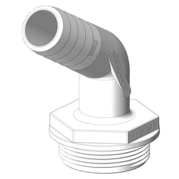 タンク用ホース継手 120°エルボ ホワイト 1 1/2BSP（お取り寄せ）